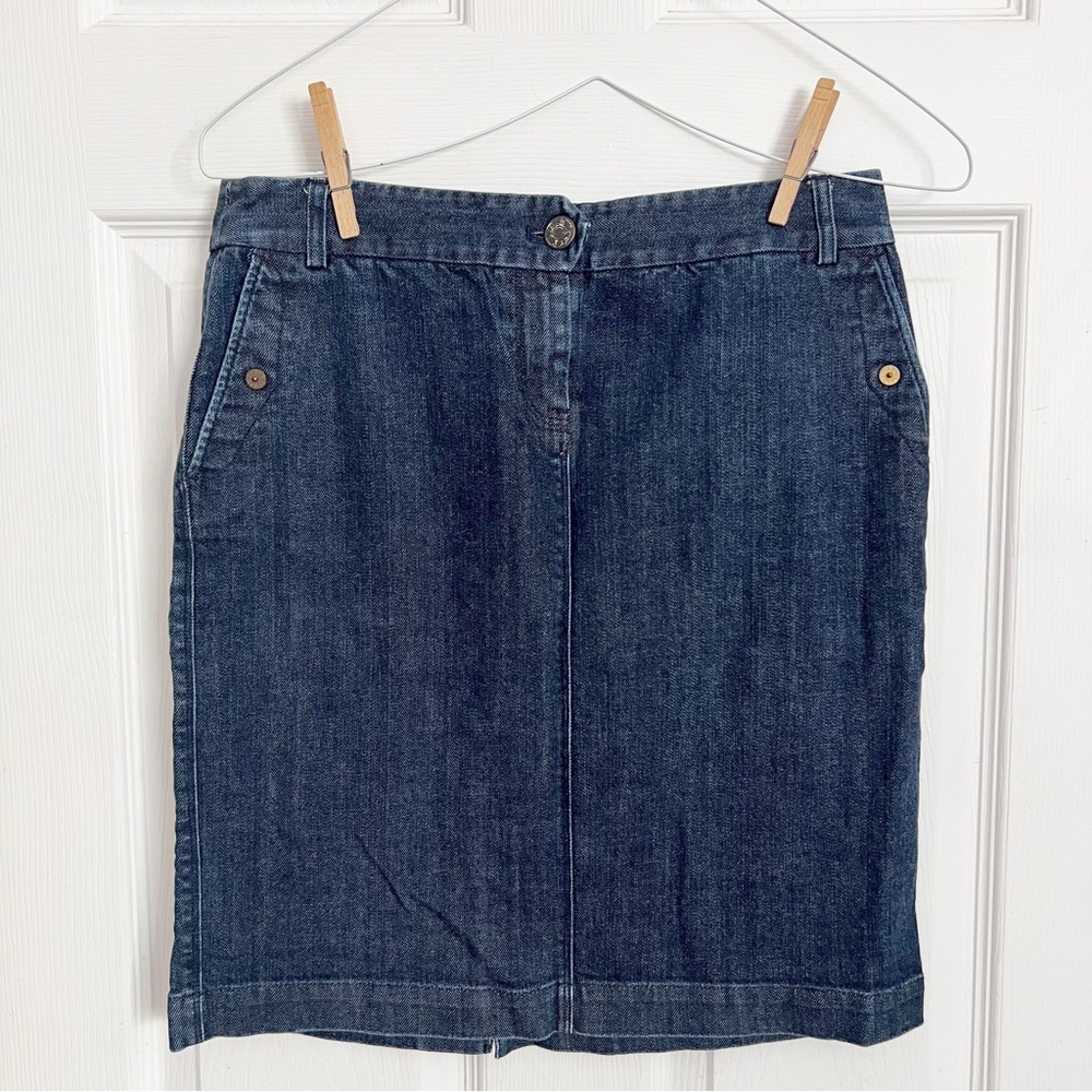 J Crew | Dark Wash Denim Pencil Skirt Slit On Back